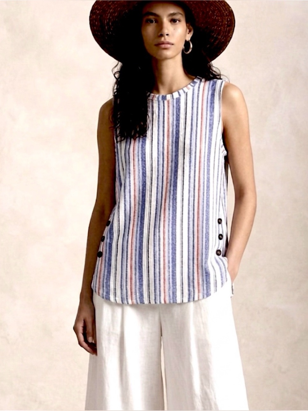 RED WHITE & BLUE WOMEN SLEEVELESS KNIT TOP 2X/3X PATRIOTIC JULY 4TH USA PREPPY